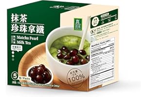 OKTEA Bubble Pearl Matcha Milk Tea Kit - 100% Japanese Tea, New Zealand Milk, Preservative-Free Tapioca, Serve Hot or Iced - Single Box of 5 Servings