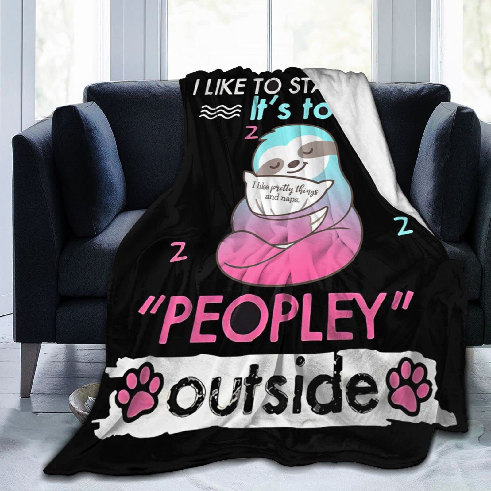 Custommixall Sloth Blanket Cute Sloth Gifts for Kids Adults Sloths Lovers Soft Lightweight Flannel Fleece Throw Blanket for Couch Bed Sofa office 40"x50"