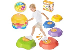 Stepping Stones for Kids - Balance Beam with Anti-Slip Bottom Toy - Obstacle Course with Sound Outdoor or Indoor Play Equipme