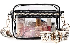 WEDDINGHELPER Clear Crossbody Bag, Clear Bag Stadium Approved Clear Purse with Adjustable Strap for Sports Concerts Festivals
