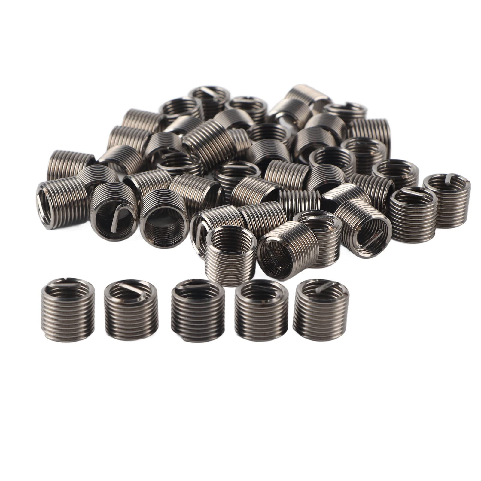Hyuduo 50pcs M10x1.25 SUS304 Stainless Steel Helical Thread Inserts for Repairing Damaged or Stripped Threads in Metal - 10mm,15mm,20mm,25mm,30mm
