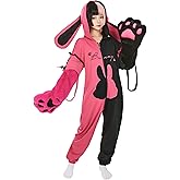 Micotaku Women's Bunny Hooded Onesie Pajamas Loungewear Sleepwear with Detachable Furry Paw Gloves