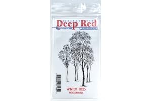 Deep Red Stamps 3X505521 Tampon étirable Motif arbres d'hiver Rouge