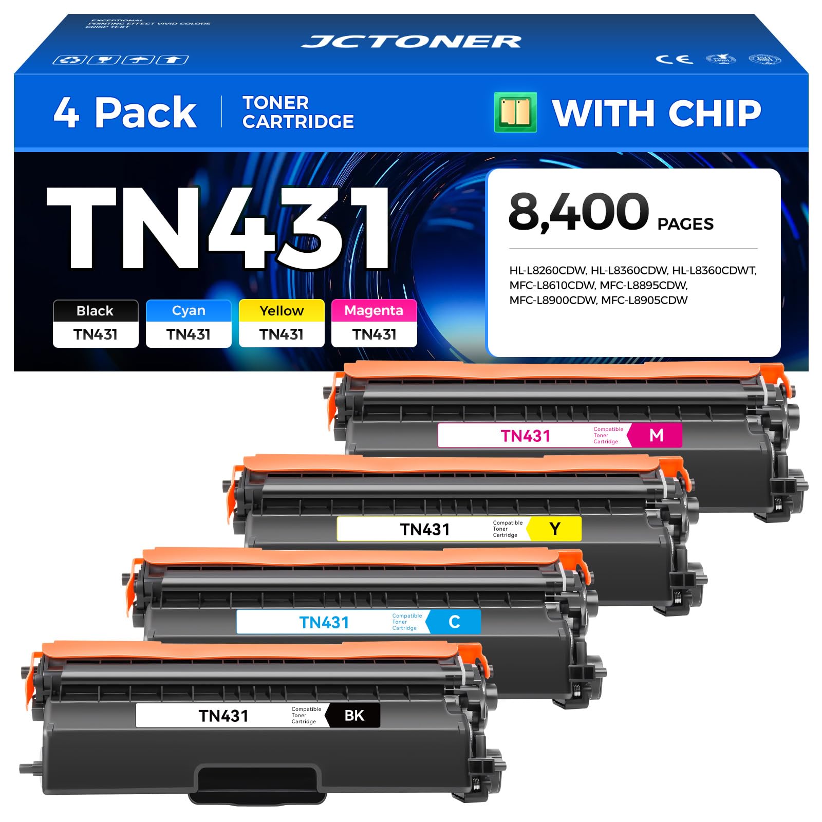 TN431 Toner Cartridge Set 4-Pack Replacement