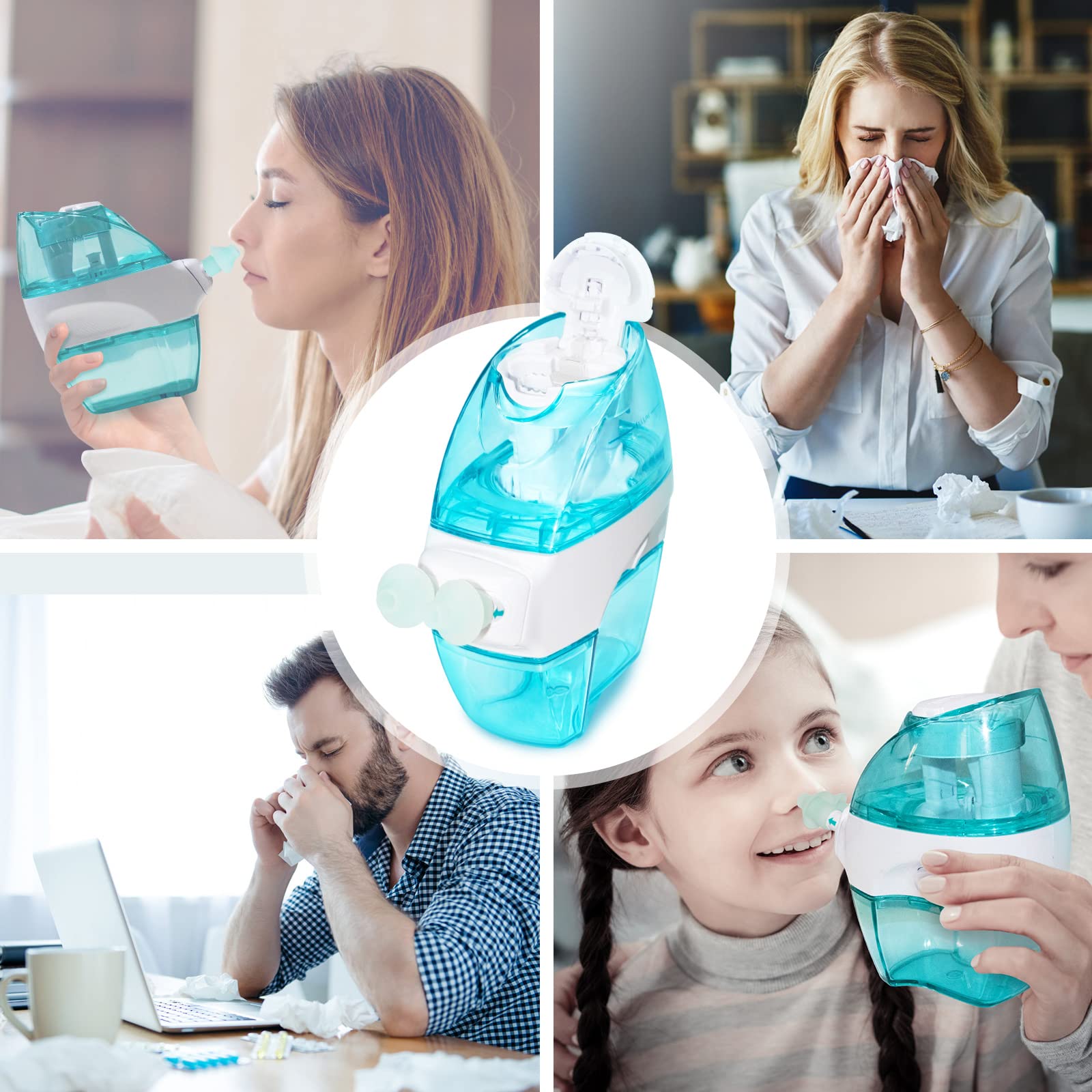 FireAnt Silicone Saline Pods Refills Accessories Compatible with Navage Nasal Care, 16 Pack Reusable Silicone Salt Pads Refills Replacements, Easy Operation (Light Blue 16 Packs)