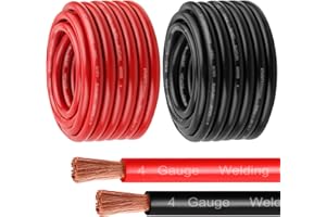 MOOKEERF 4 Gauge Battery Cable - 30FT Red + 30FT Black 4 AWG Welding Cable Flexible Stranded Oxygen-Free Pure Copper Wire for Automotive, Battery, Inverter, Solar, Marine and Generator