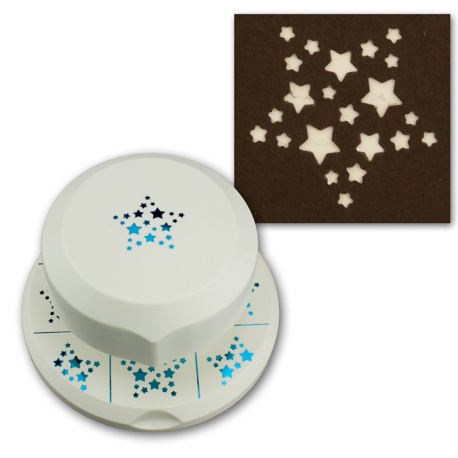 Artoz flying punch I star with many little stars I freely positionable hole punch for card-making I Christmas Advent invitations, greeting cards