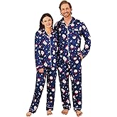 KOMEIANA Christmas Pajamas for Adult Women Men Button Down Pjs Couples Pijamas Matching Sets Holiday Sleepwear Loungewear