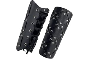 HiiFeuer Medieval Brigandine Arm Guards, Mercenary Faux Leather Gauntlet, Renaissance Knight Arm Bracers