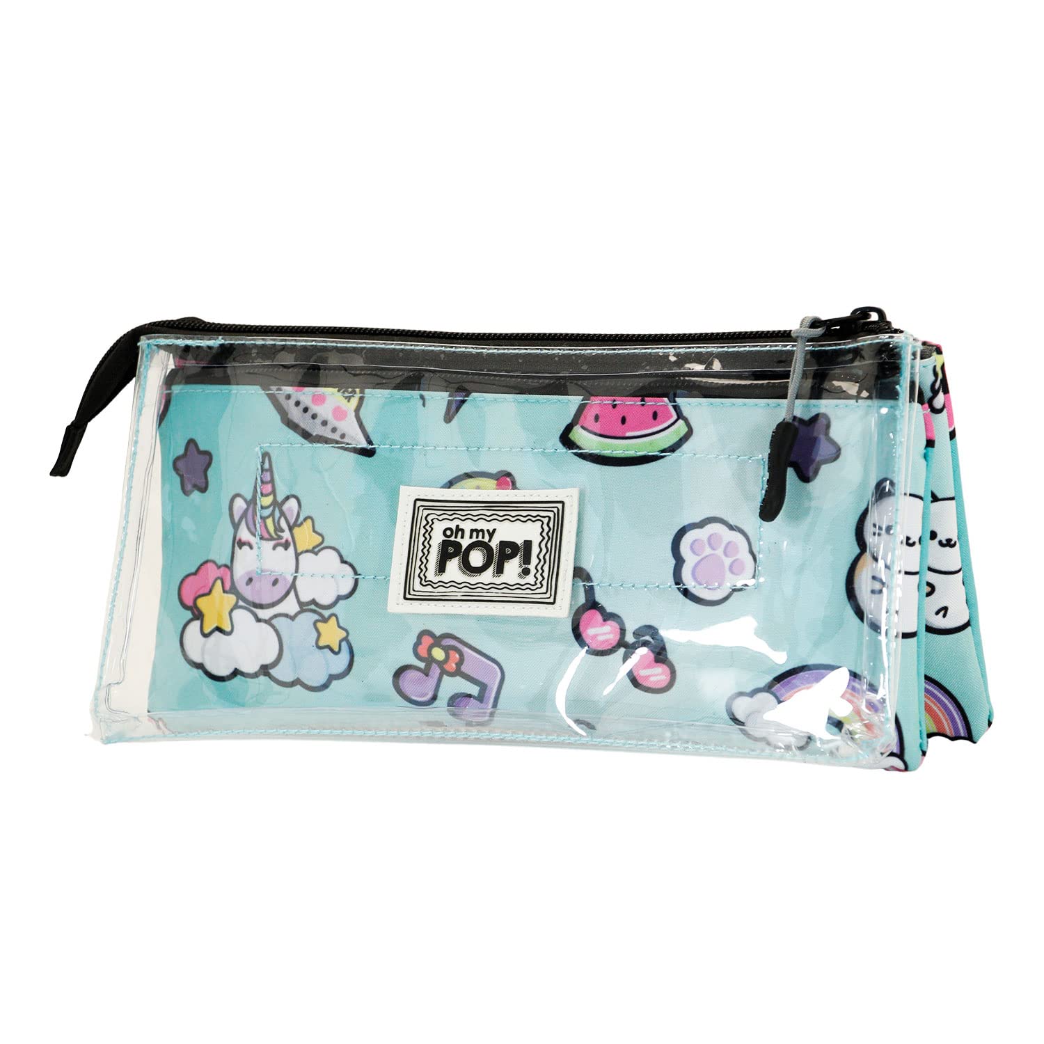 Oh My Pop! So Cute-Clear Triple Pencil Case, Multicolour — image 1