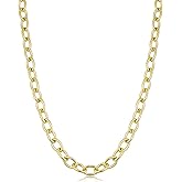 Solid 14k Yellow Gold Filled 6.8 mm Oval Cable Link Chain Necklace for Men and Women