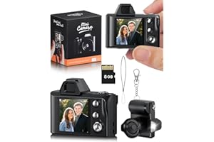 WZVZ Mini Digital Camera, 1080P Portable Camera for Photography with 8GB SD Card, Key Card Clip Chain for Teenagers, Adult Beginners