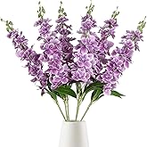 IPOPU Purple Delphinium Artificial Flowers,6PCS Silk Snapdragons Hyacinth Artificial Flowers 33" Long Flowers for Tall Vases Wedding Home Table Decor (Purple)