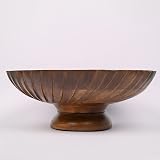 EDHAS Mango Wood Decorative Wooden Bowl Hand Carved Centerpiece 30cm view 4