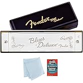 Fender Blues Deluxe Harmonica - Key of C Bundle with Carrying Case, Austin Bazaar Online Manual, and Polishing Cloth