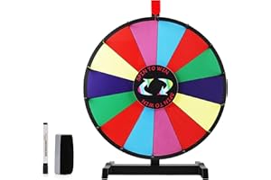 iElyiEsy 24" Spinning Prize Wheel of Fortune 14 Slots Spinner Wheel for Prizes with Stand, Dry Eraser and Marker Pen for Trade Show Carnival