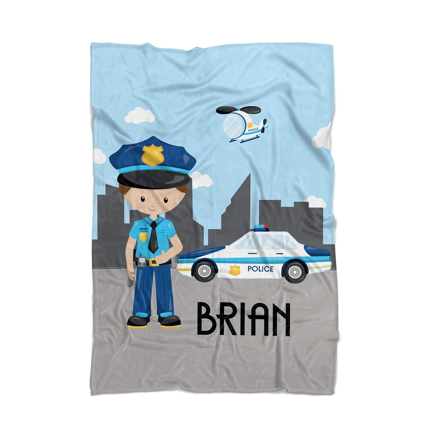 Police Throw Blanket Big City Boy Police Officer Personalized Name Blanket Handmade