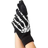 OTPEH Skeleton Gloves For Women Men Adults Fingerless Goth Gloves Glow In The Dark Halloween Costume Emo Accessories