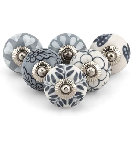 KnobKnob Set Of 12 Handmade Ceramic Knobs | 3 Colour Design Ceramic Cabinet Knobs | Drawer Pulls For Home, Kitchen, Bathroom Or Office | Drawer Knobs Comes With Wrench, Screw Cap - View #5