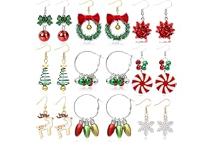 YANCHUN Christmas Earrings for Women Stuff Best Christmas Gifts 2025 Jingle Bells Tree Deer Santa Candy Snowflake Bow Earring Cute Xmas Earrings Dangle Accessories Holiday Jewelry Outfits Stocking Stuffers