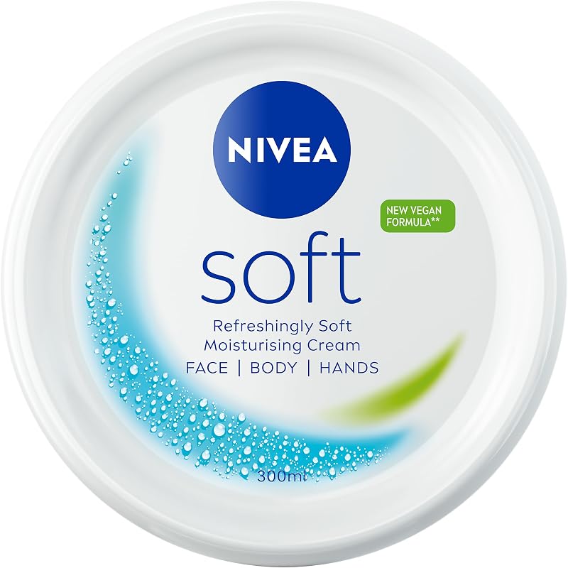 NIVEA Soft Moisturising Cream 300ml Vitamin E Jojoba Oil Face Body Hands