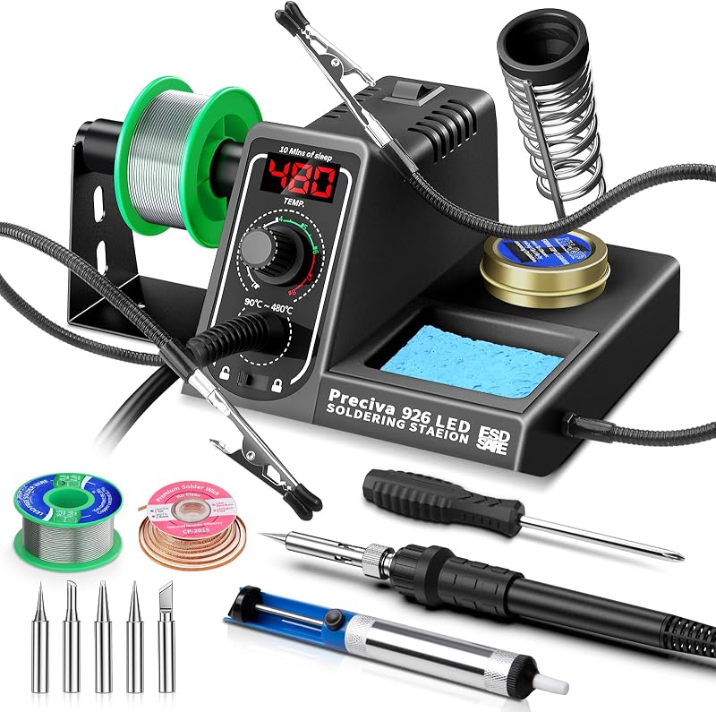 Preciva 926 Soldering Station 130W 90-480C with 5 Tips UK Plug