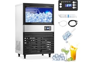 TOWALLMARK Commercial Ice Maker Machine, 150LBS/24H Ice Machine with 30LBS Bin, Fast Ice Making in 8-15 Mins,78 Ice Cubes per Batch, Auto-Clean, Blue Light, Timer Function, w/Filter for Home, Kitchen, RV, Bar