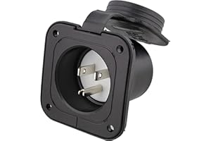 Dumble Power Inlet Port Plug 125v 2-Pole 3-Wire AC Cord Port Plug 15 Amp RV Electrical Outlet Outdoor Enclosed Trailer