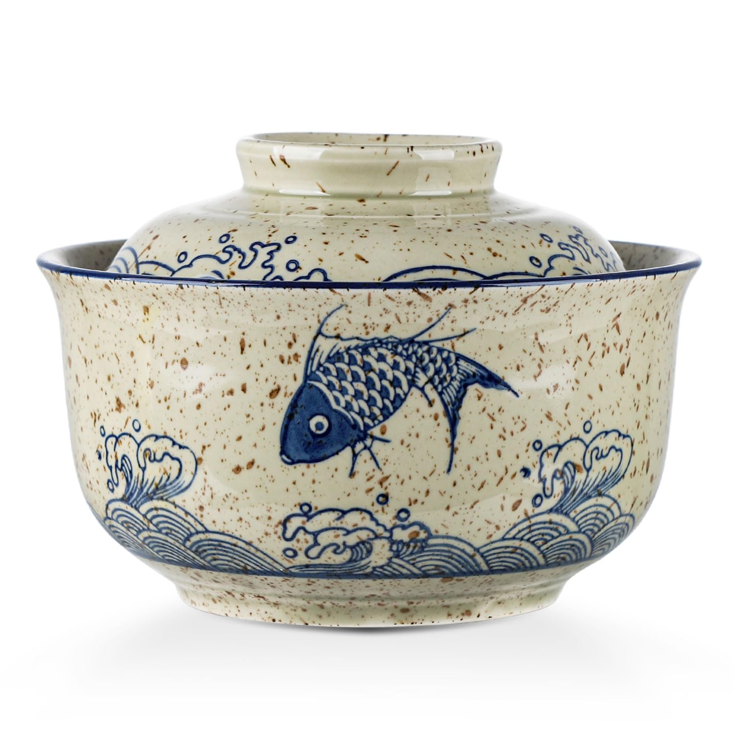 FYUEROPA Ceramic Ramen Bowl With Lid, 25 Oz Big Bowl For Noodle Soup Porridge And Rice 512315