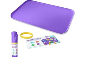 Just Messin' Silicone Art Mat for Crafts, Legos, Slime, Resin, Paint & Jewelry-Making, Table Protection w Raised Sides to Contain Mess, Non-Slip Heat Resistant, 16”x26” Mat with high .6" Edge, Purple
