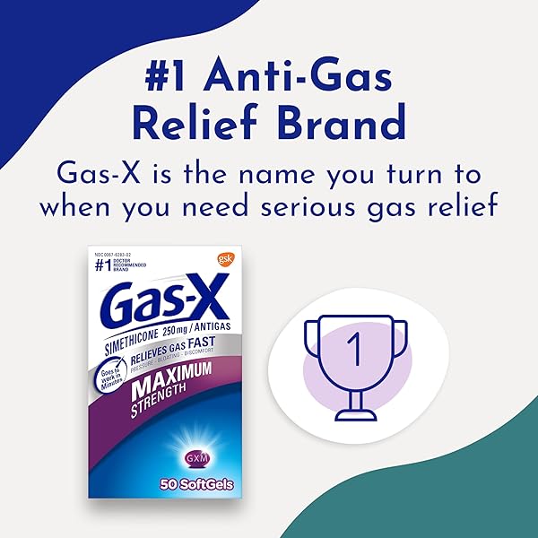 GAS-X MAXIMUM STRENGTH GAS RELIEF SOFTGELS WITH SIMETHICONE 250 MG FOR BLOATING RELIEF – 50 COUNT