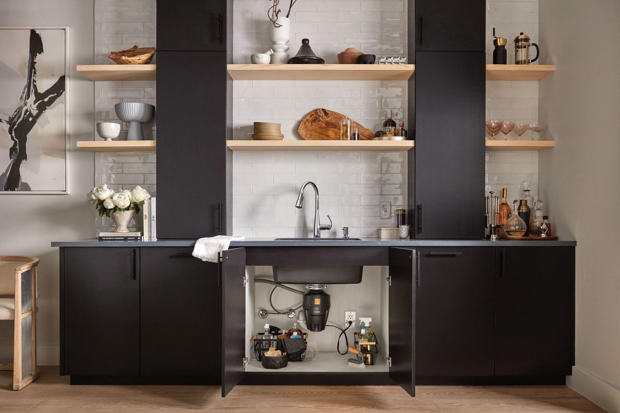 Moen Black EX Series Host Series 3/4 Horsepower Improved Installation Garbage Disposal, EX75C