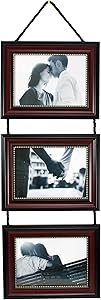 kieragrace Horizontal Lucy Collage Picture Frames on Hanging Ribbon (Set of 3), 5 x 7 Inch, Dark Brown with Gold Beading