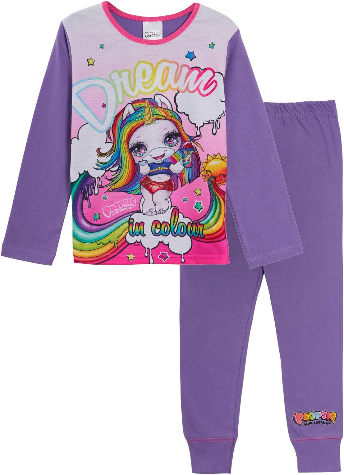 Girls Poopsie Slime Surprise Pyjamas Kids Rainbow Unicorn Full Length Pjs Set