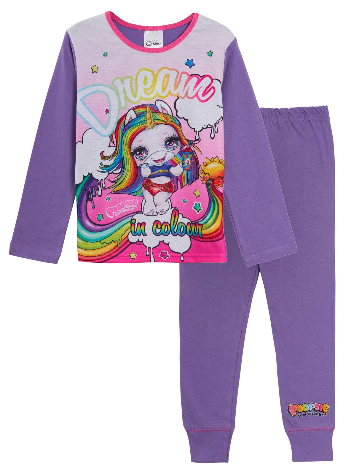 Girls Poopsie Slime Surprise Pyjamas Kids Rainbow Unicorn Full Length Pjs Set