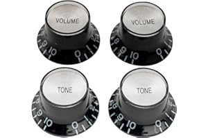 Musiclily Pro Inch Size Fine 24-Spline Top Hat Bell Knobs Tone Volume Control Knobs for USA LP SG Style Electric Guitar, Blac