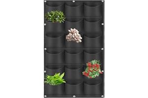 LITLANDSTAR Hanging Planting Grow Bags, 18 Pockets Hanging Vertical Wall Planter Wall Mounted Grow Bag Outdoor Indoor Gardening Vertical Greening Flower Container, Planting Bags Storage Bags(1.0 m × 0.5 m, Black)