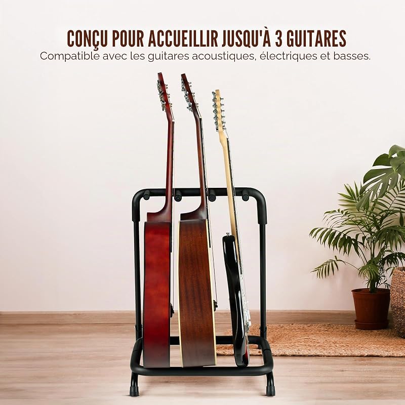 Support Multi Guitare: Support Universel pour Guitares Électriques, Acoustiques, Classiques et Basses avec Rembourrage en Caoutchouc Épais CY0344