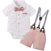 SANMIO Baby Boy Clothes Suits Short Sleeve Top+Bowtie+Suspender Shorts Summer Infant Gentleman Birthday Outfits
