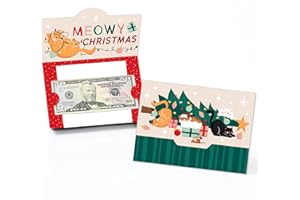 Big Dot of Happiness Cat Christmas Money Cards for Cash with Envelopes, Pets Holiday Gift Card Holders, Christmas Money Holders for Cash - Set of 8