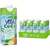 Vita Coco Coconut Water Naturally Hydrating Electrolyte Drink Smart Alternative to Coffee Soda and Sports Drinks Gluten Free, Pineapple, 16.9 Fl Oz (Pack of 12), 202.8 Fl Oz