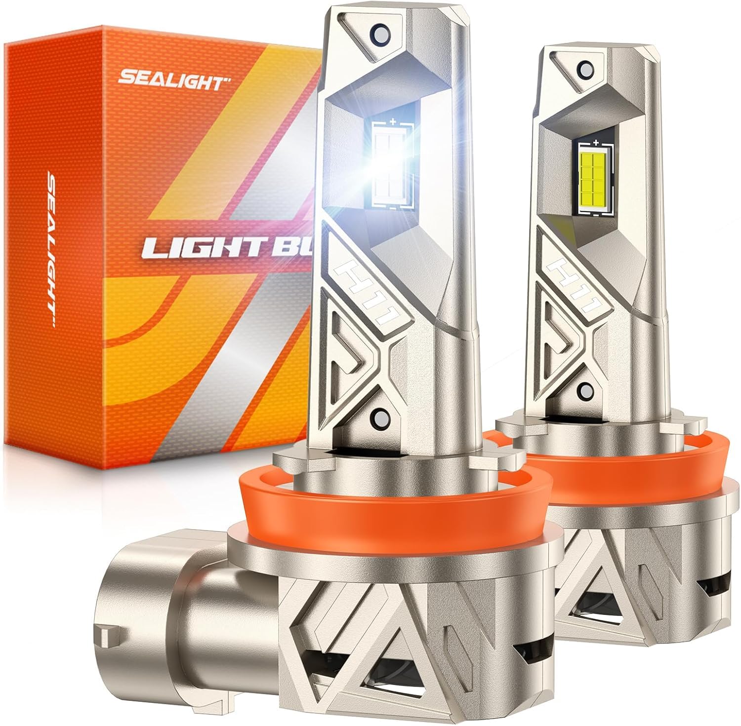 SEALIGHT H11/H9/H8 LED Fog Bulbs, 96000LM 10X Ultra Brighter H11 Fog Bulb, 16PCS Lighting Chips, 80,000hrs+ Lifespan, H16 Drving Front Fog Light 6500K White, Only for Fog Light, Pack of 2 Image