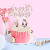 Amosking 40th Birthday Decorations for Women Sash Tiara Cake Topper Balloons view 7