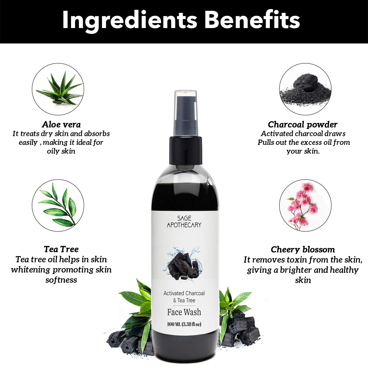 sage apothecary activated charcoal and tea tree face wash