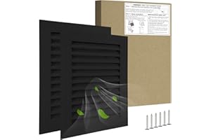 JONRIOX 16"*22" Gable Vent,Aluminum Alloy Wall Vent Shed Vents,with Removable Strainer and 180 Degree Opening Angle.Ideal for Attic,Shed,Garage,Play House,Coop.[Inside Dimensions:13.3"w X 19.6"h]-Black 2 Pack