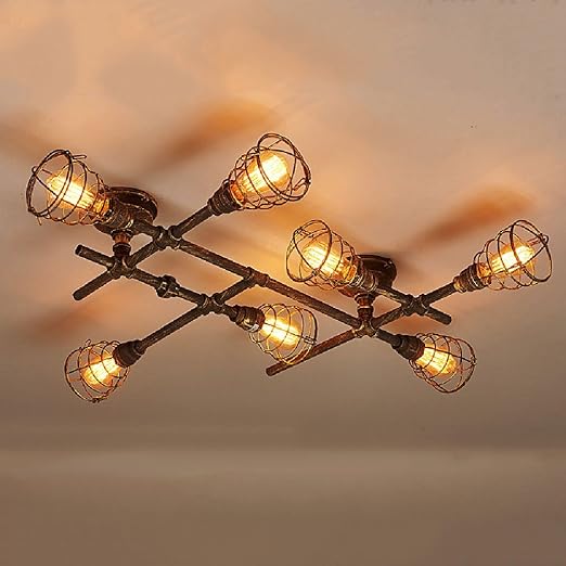 Hines 8 Lights Retro Industry Iron Water Pipe Chandeliers Vintage Creative Loft Restaurant Steampunk Lamp Black Iron Lampshade Kitchen Island Ceiling Lamp Pendant Lighting Fixtures Mimbarschool Com Ng