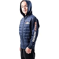 Ultra Game NFL Boy's Full-Zip Soft Fleece Puffer Hoodie Jacket