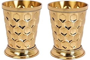HANDTECHINDIA BRASS COCKTAIL DRINKWARE MINT JULEP CUPS 12-OUNCE GOLD FINISH COCKTAIL TUMBLER FOR MOSCOW MULE OR KENTUCKY DERB