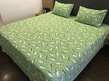 Love for Home Bed sheet For Double Bed (Green). This is an exclusive range of Deep Sea - Green printed Bed cover with two pillow covers made up of with 100% Cotton. A value for money edition from the manufacturer as an inaugural product.