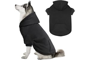 QDYU Dog Sweaters for Large Dogs Dog Hoodie Dog Sweater Solid Soft Brushed Fleece Dog Clothes Dog Hoodie Sweatshirt with Pocket(Black-XL)